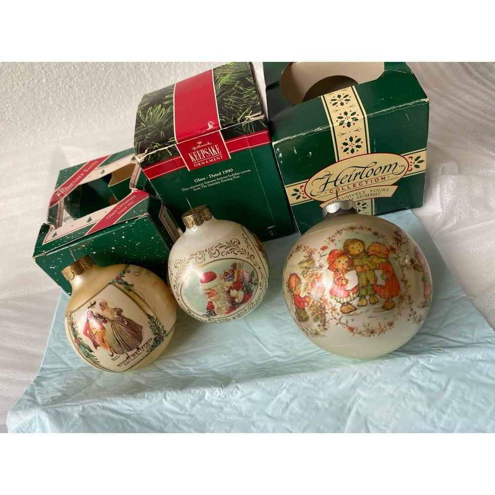 vintage Hallmark Keepsake glass ball ornaments,Christmas Charmers3 PC